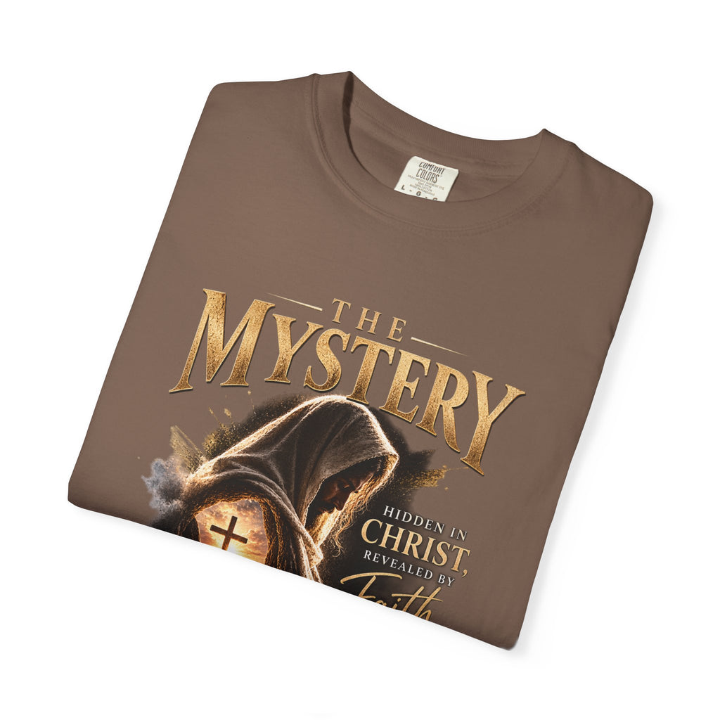 The Mystery - Hidden in Christ Revealed by Faith | Colossians 2:2-3 Christian T- Shirt | Pray & Bloom