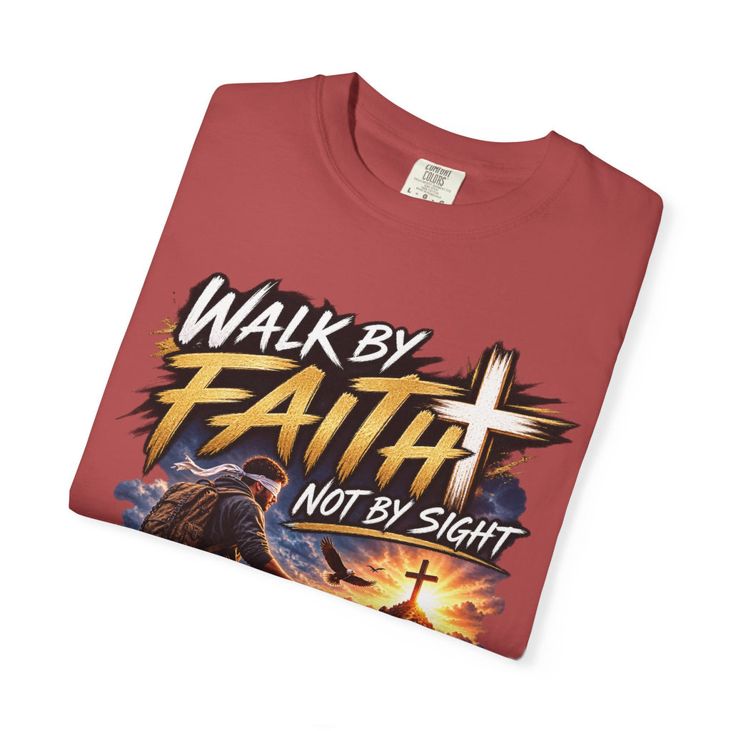 Walk by Faith Not by Sight Christian T-Shirt | 2 Corinthians 5:7 | Pray & Bloom