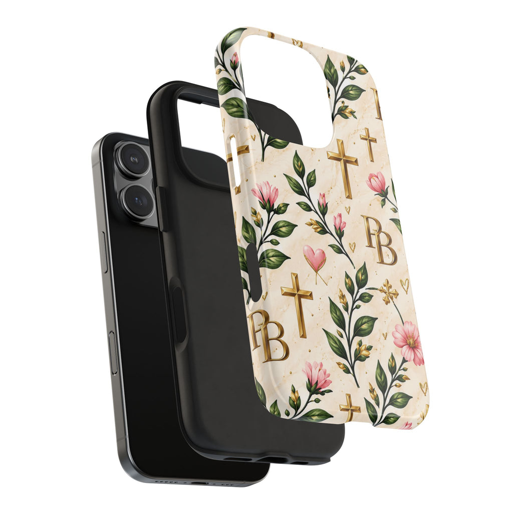 Pray & Bloom Christian Tough Phone Case | Floral Cross Faith Case