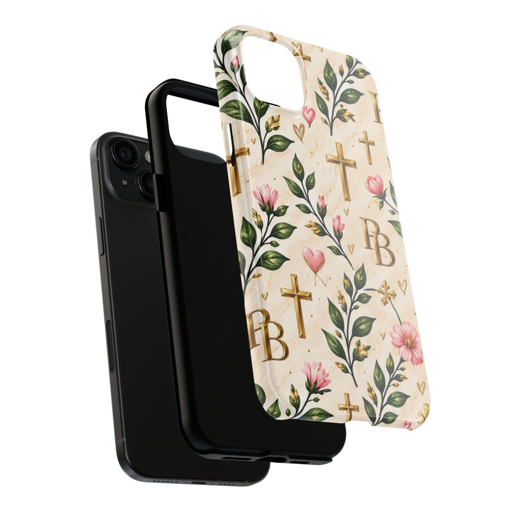 Pray & Bloom Christian Tough Phone Case | Floral Cross Faith Case
