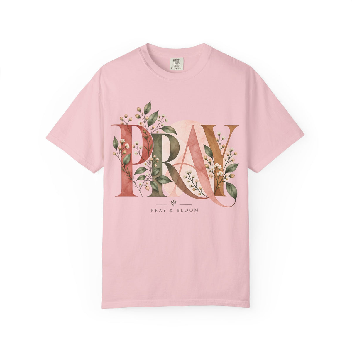 PRAY Botanical Christian T-Shirt | Faith-Inspired Floral Tee | Pray & Bloom
