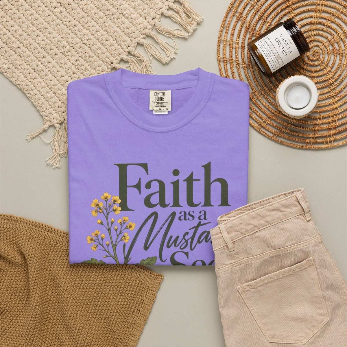 Faith as a Mustard Seed Christian T-Shirt | Matthew 17:20 | Pray & Bloom