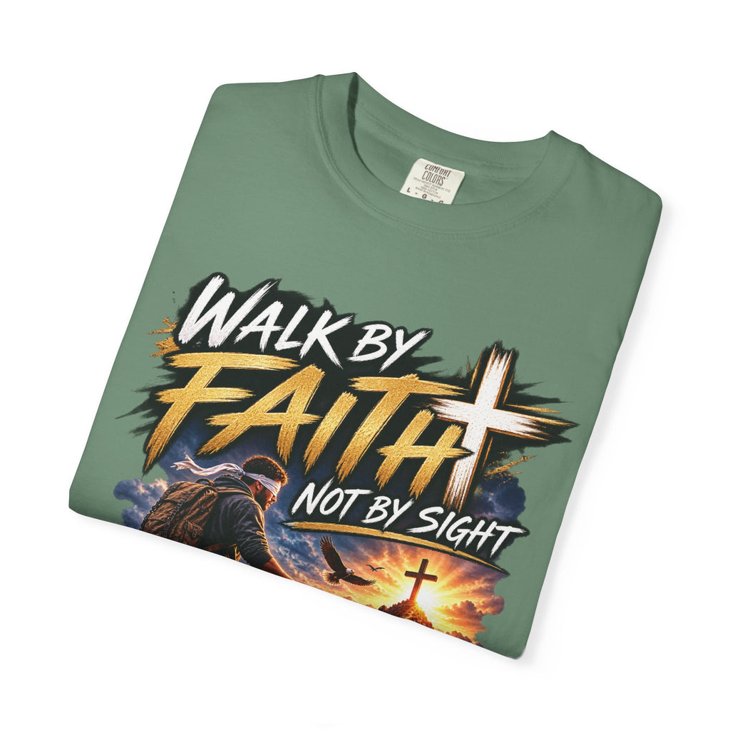 Walk by Faith Not by Sight Christian T-Shirt | 2 Corinthians 5:7 | Pray & Bloom