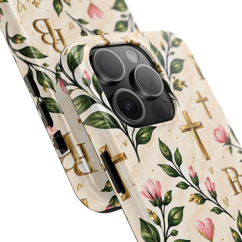 Pray & Bloom Christian Tough Phone Case | Floral Cross Faith Case