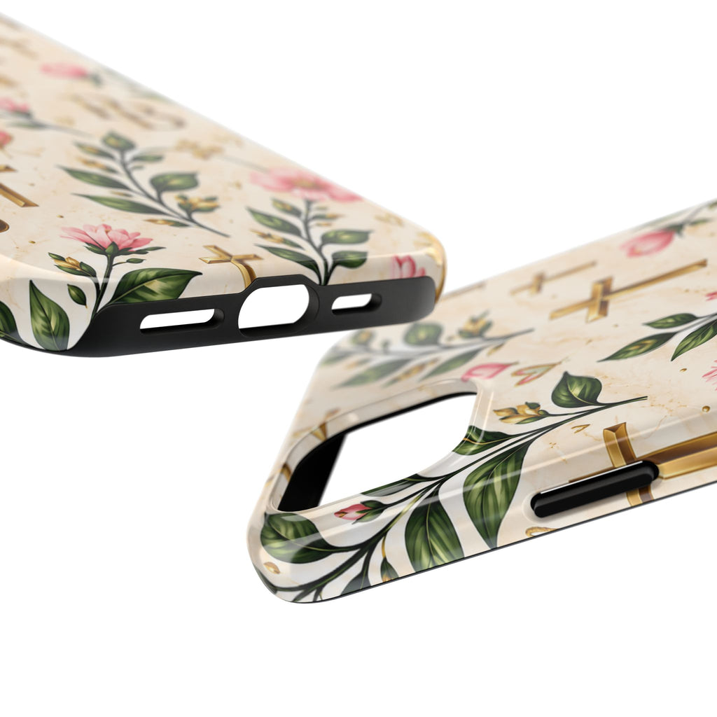 Pray & Bloom Christian Tough Phone Case | Floral Cross Faith Case