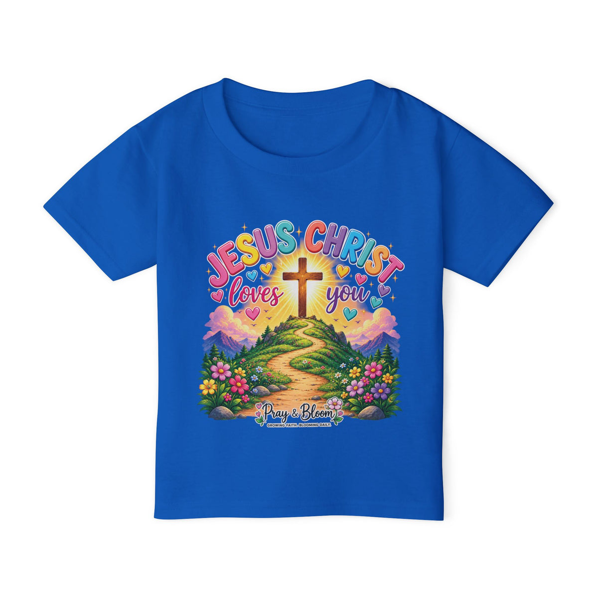 Jesus Christ Loves You Kids T-Shirt | Colorful Christian Toddler Tee | Pray & Bloom