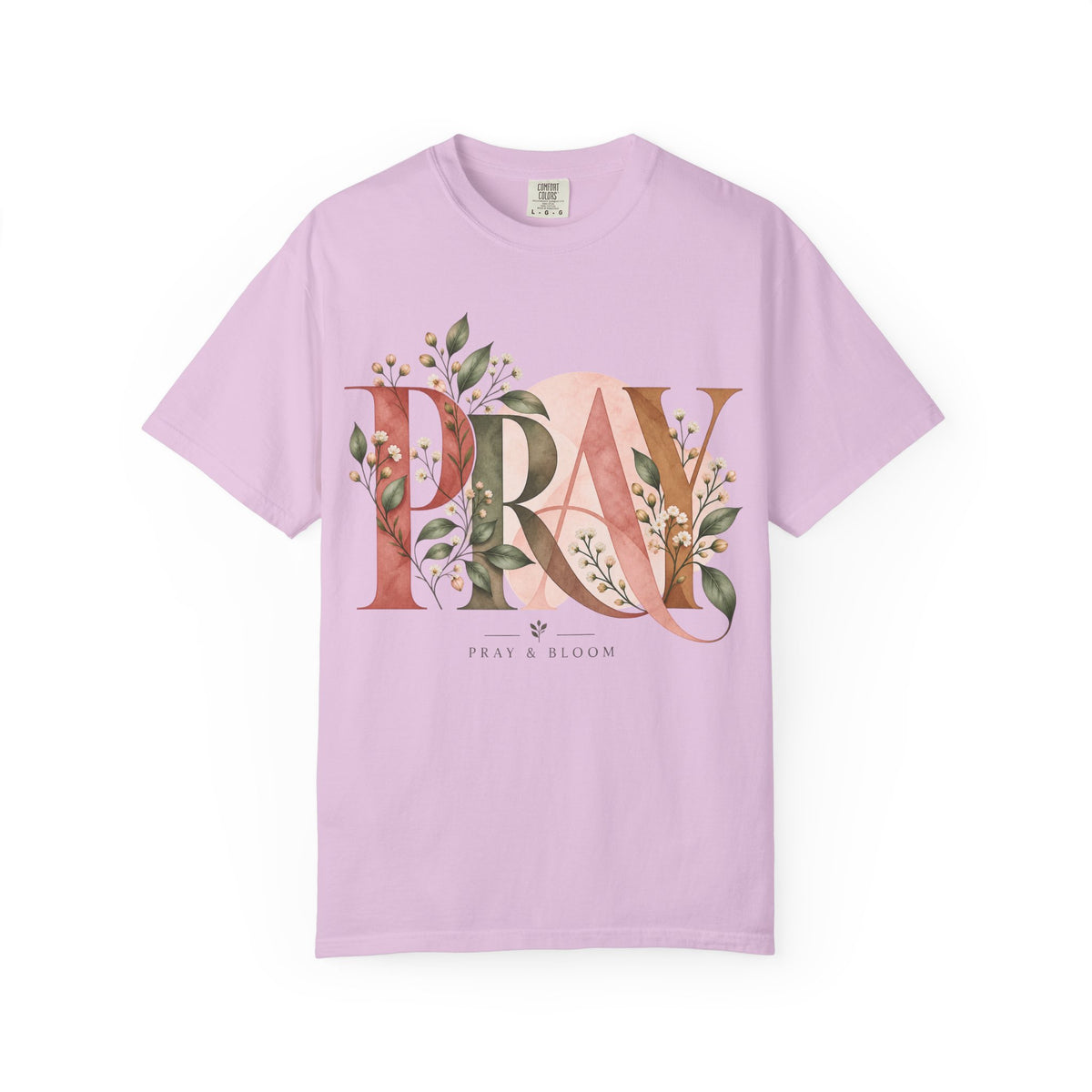 PRAY Botanical Christian T-Shirt | Faith-Inspired Floral Tee | Pray & Bloom
