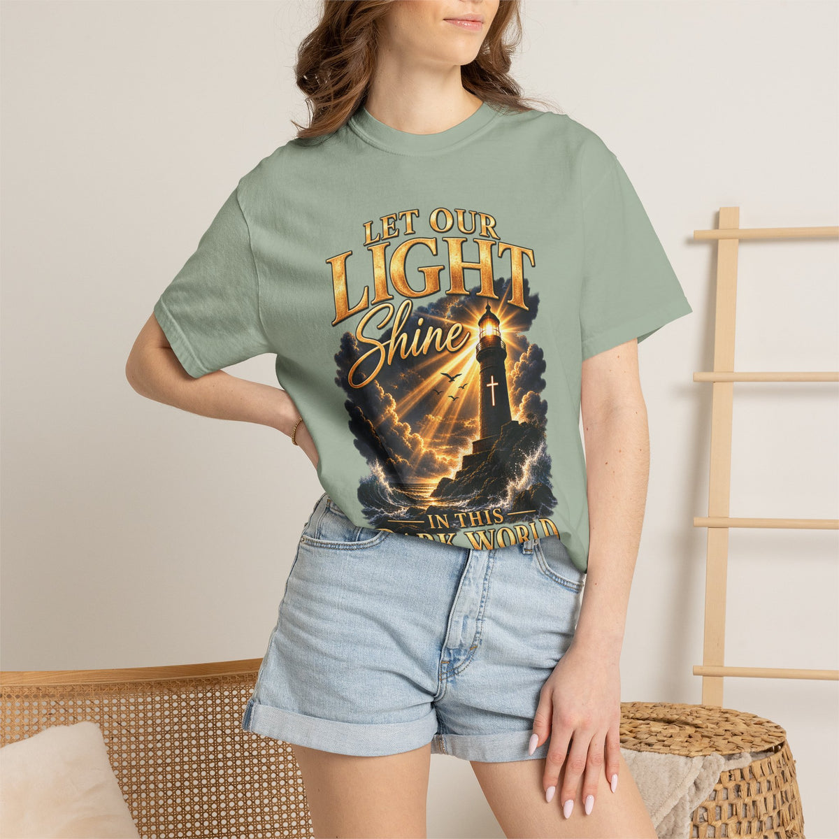 Let Your Light Shine Christian T-Shirt | Matthew 5:16 Faith Tee | Pray & Bloom