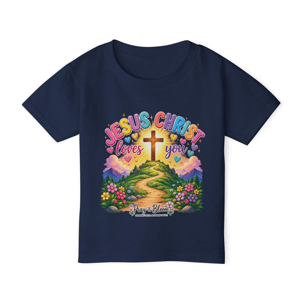 Jesus Christ Loves You Kids T-Shirt | Colorful Christian Toddler Tee | Pray & Bloom