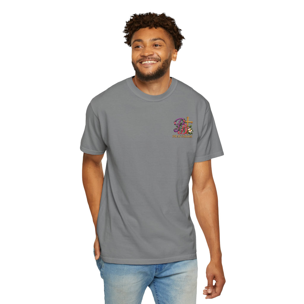 In His Hands Christian T-Shirt | Romans 8:28 Faith Tee | Every Thread Has a Purpose | Pray & Bloom