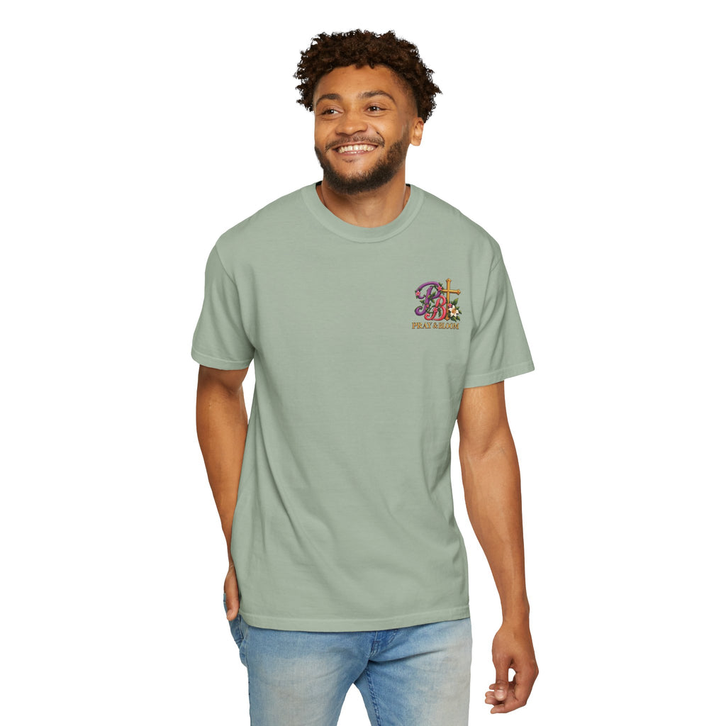 In His Hands Christian T-Shirt | Romans 8:28 Faith Tee | Every Thread Has a Purpose | Pray & Bloom