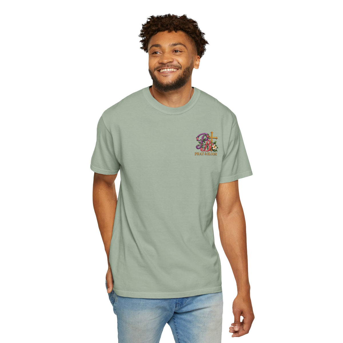 In His Hands Christian T-Shirt | Romans 8:28 Faith Tee | Every Thread Has a Purpose | Pray & Bloom