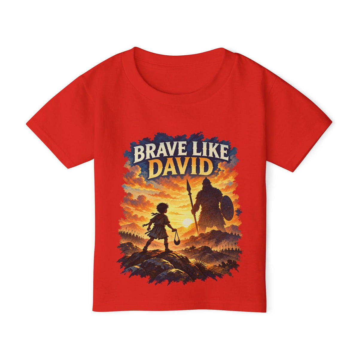 Brave Like David Kids Christian T-Shirt | David & Goliath Faith Tee | Pray & Bloom