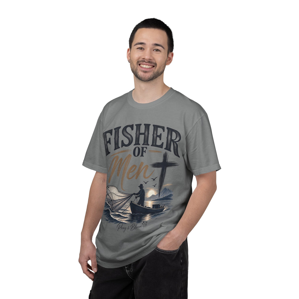 Fisher of Men Christian T-Shirt| Matthew 4:19| Pray & Bloom