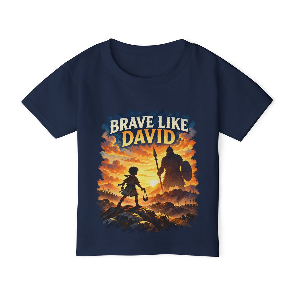 Brave Like David Kids Christian T-Shirt | David & Goliath Faith Tee | Pray & Bloom