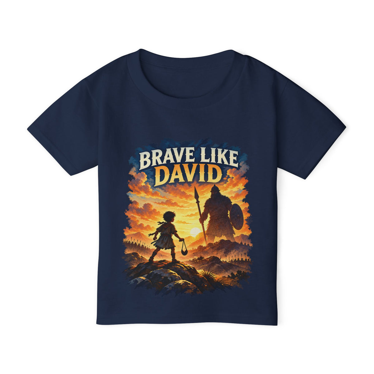Brave Like David Kids Christian T-Shirt | David & Goliath Faith Tee | Pray & Bloom