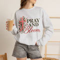 Pray & Bloom Christian Sweatshirt | Floral Cross Faith Crewneck | Growing Faith, Blooming Purpose