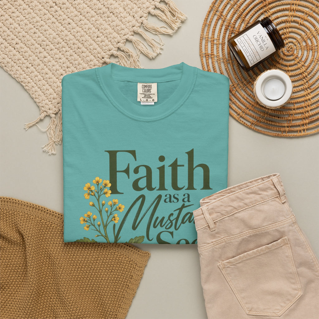 Faith as a Mustard Seed Christian T-Shirt | Matthew 17:20 | Pray & Bloom