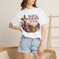 Walk by Faith, Not by Sight Christian T-Shirt | 2 Corinthians 5:7 | Pray & Bloom