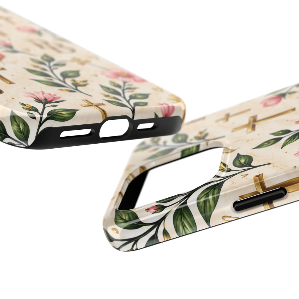 Pray & Bloom Christian Tough Phone Case | Floral Cross Faith Case