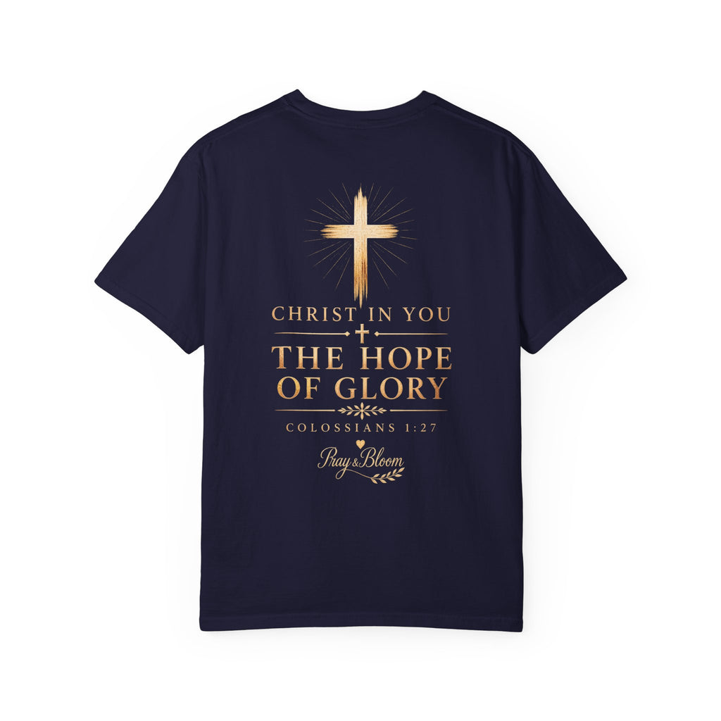 The Mystery - Hidden in Christ Revealed by Faith | Colossians 2:2-3 Christian T- Shirt | Pray & Bloom