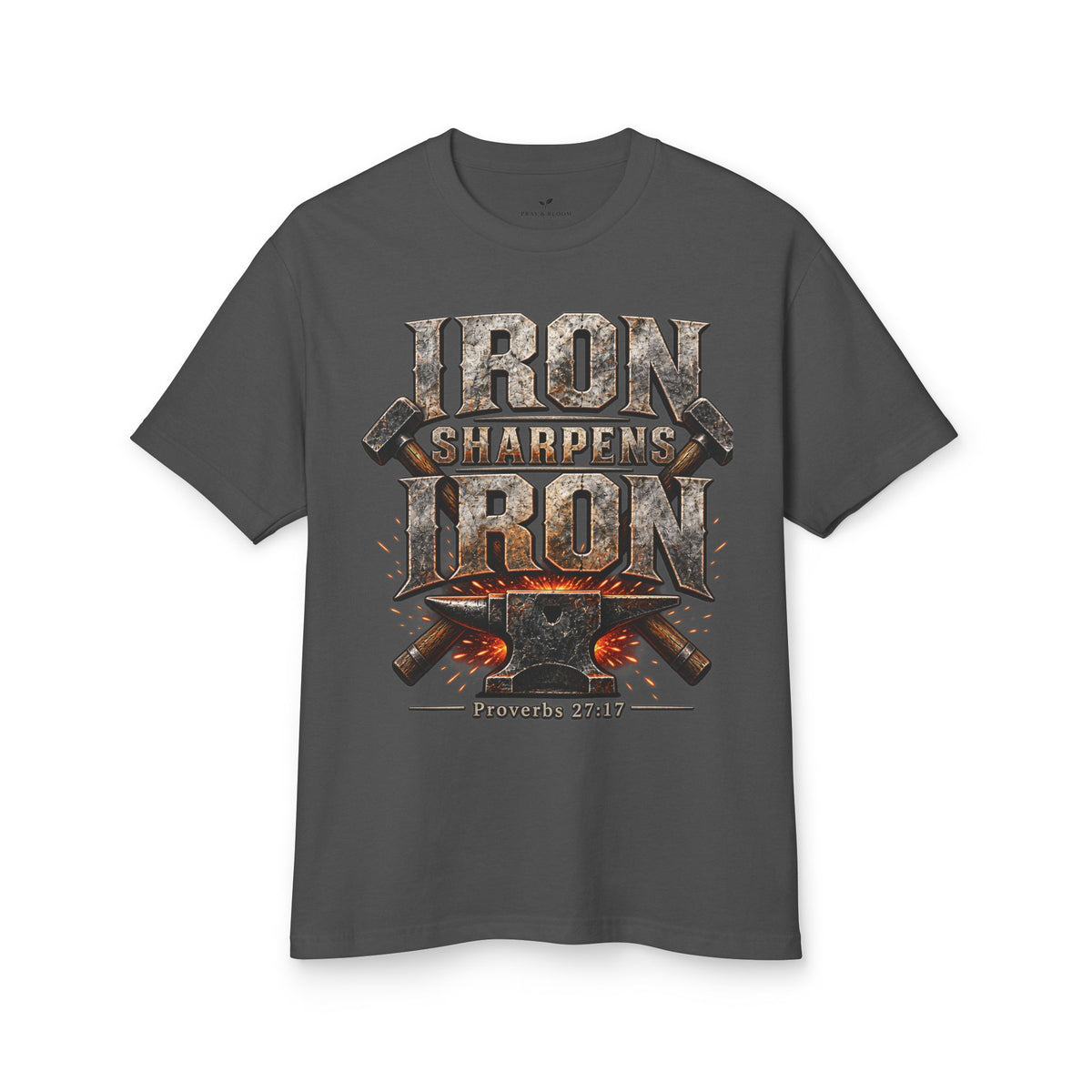 Iron Sharpens Iron Christian T-Shirt | Proverbs 27:17 | Pray & Bloom