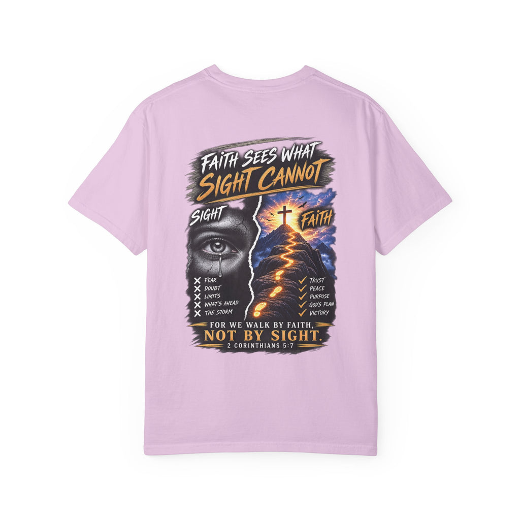 Walk by Faith Not by Sight Christian T-Shirt | 2 Corinthians 5:7 | Pray & Bloom