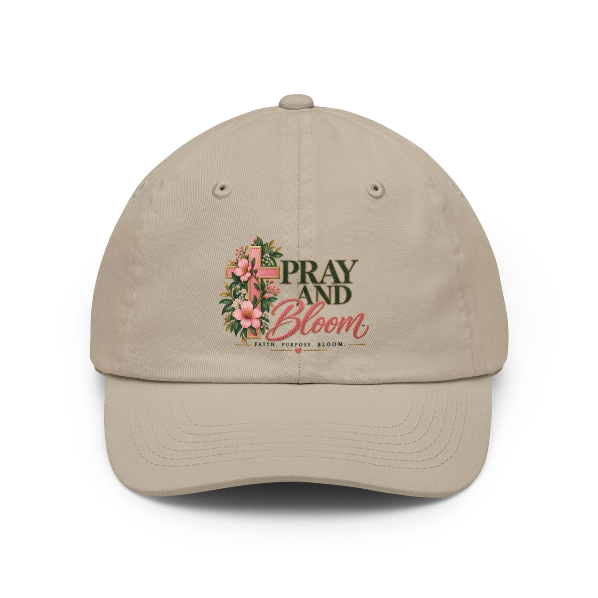 Pray & Bloom Christian Dad Hat | Floral Cross Faith Cap | Christian Gift