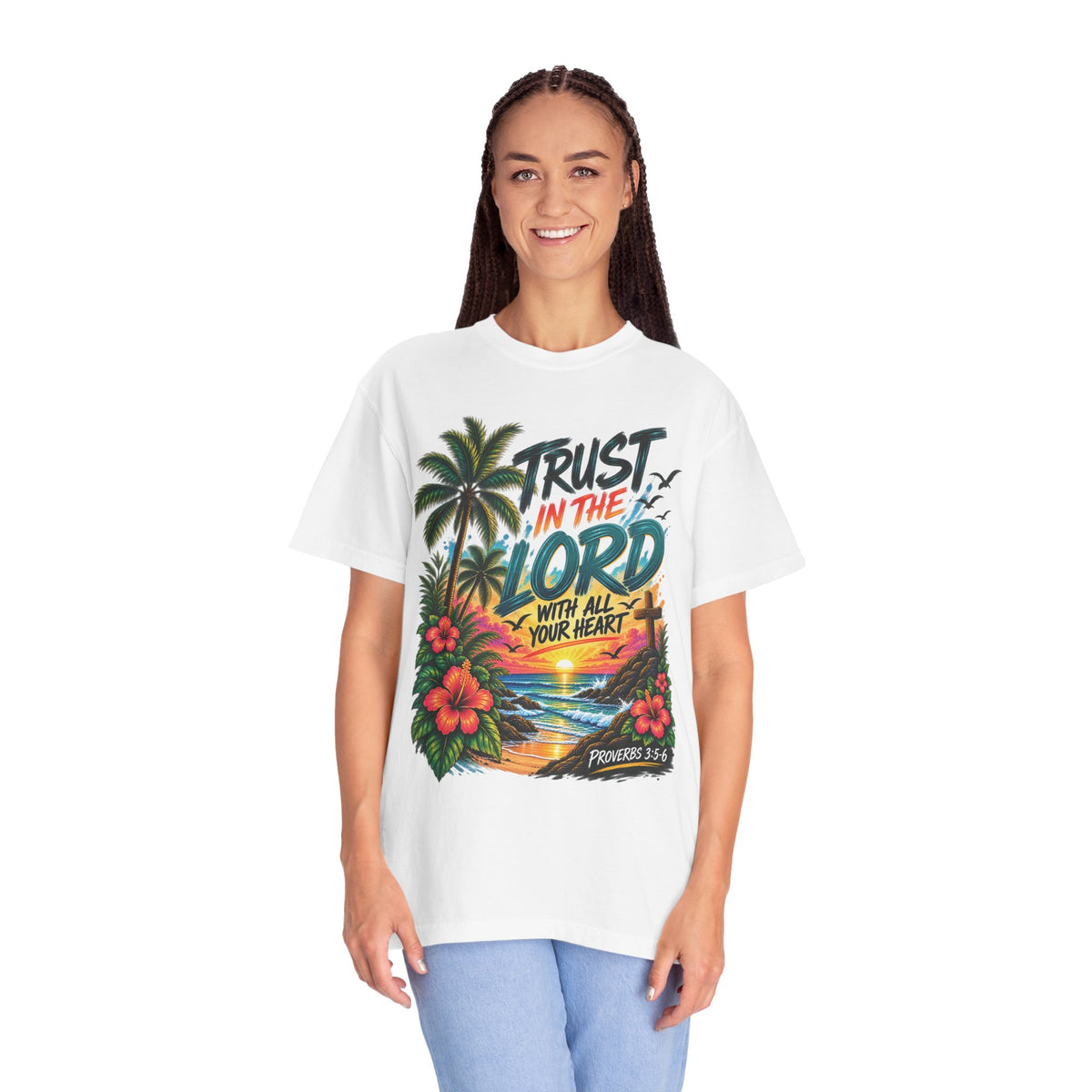 He Will Make Your Paths Straight Christian T-Shirt | Proverbs 3:5–6 | Pray & Bloom