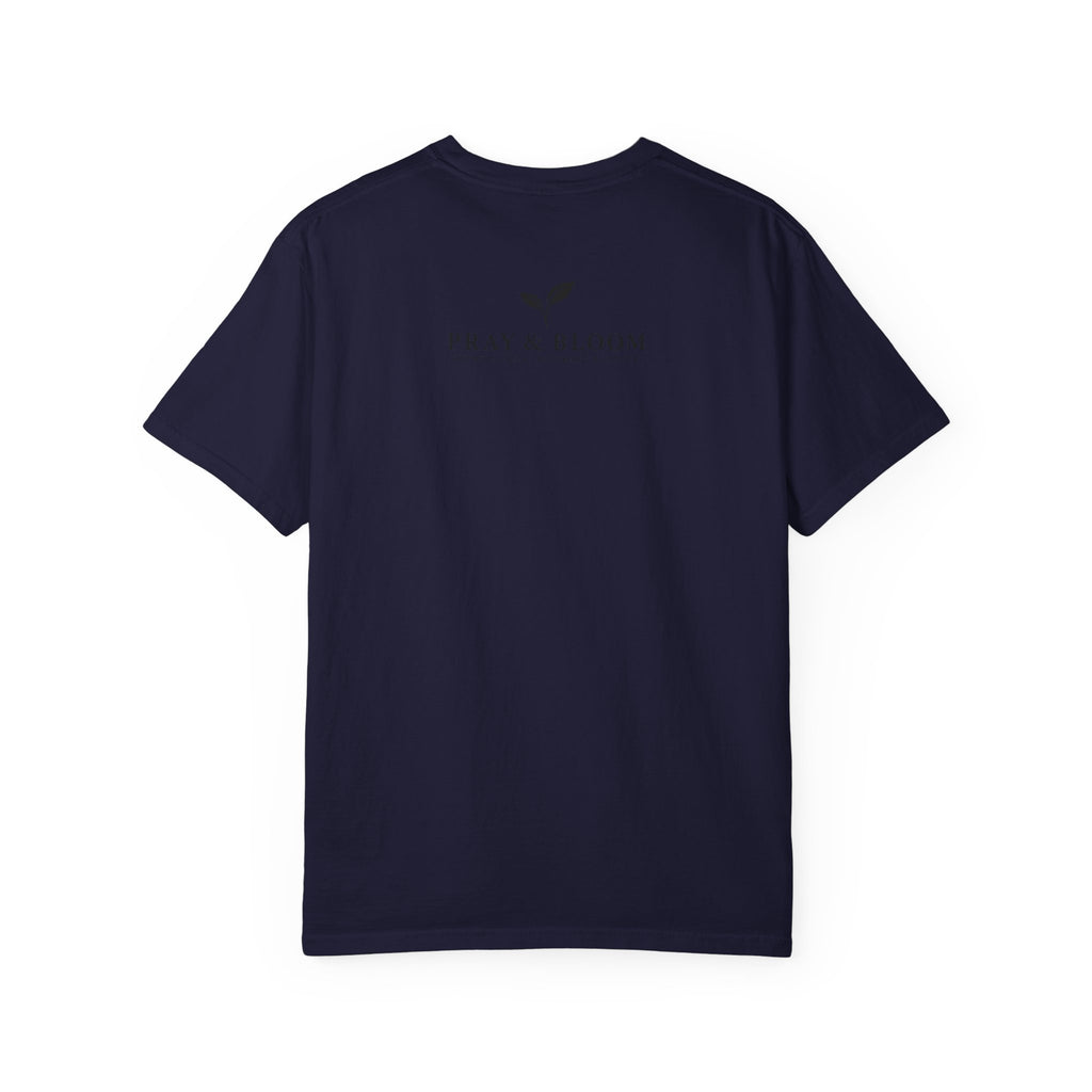 Overcomer Christian T-Shirt | Faith-Based Floral Cross Tee | Pray & Bloom