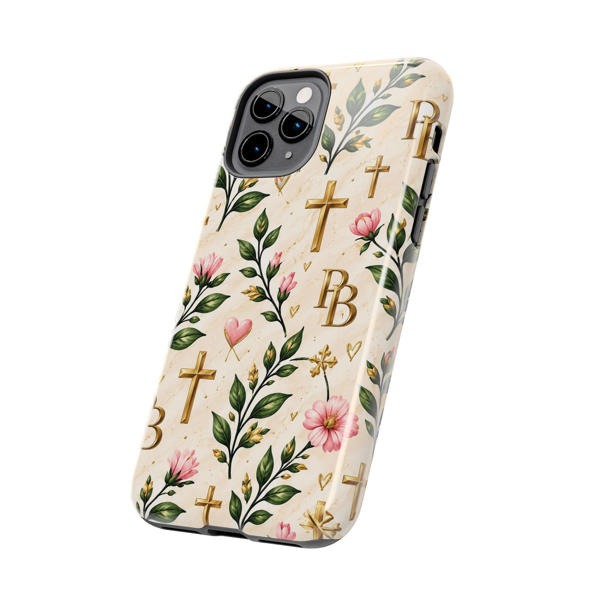 Pray & Bloom Christian Tough Phone Case | Floral Cross Faith Case