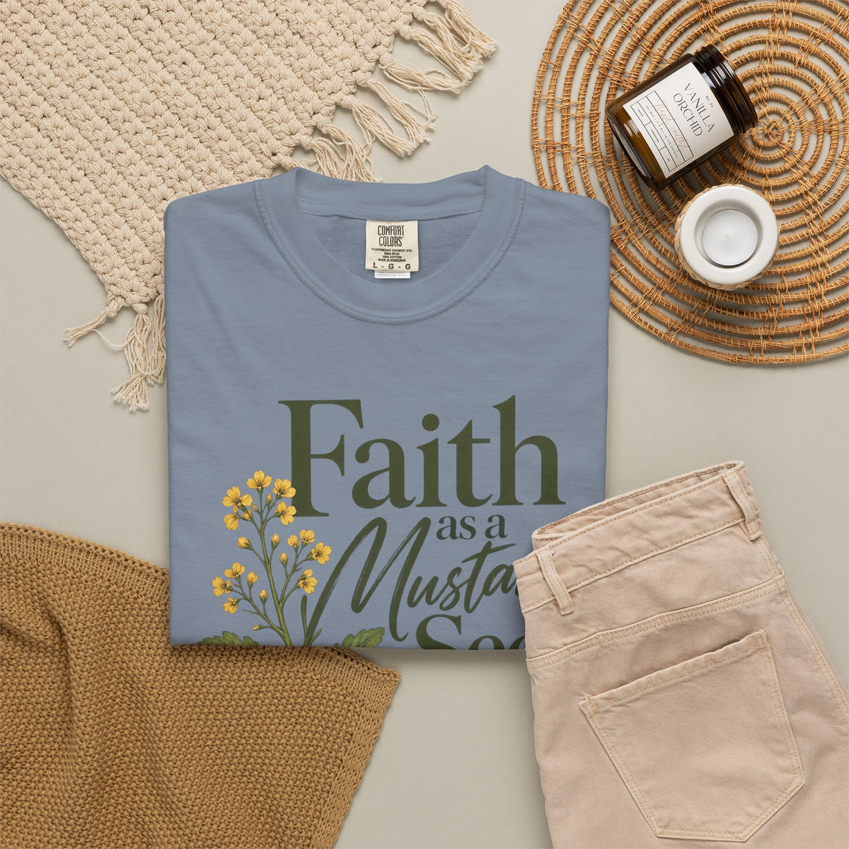 Faith as a Mustard Seed Christian T-Shirt | Matthew 17:20 | Pray & Bloom