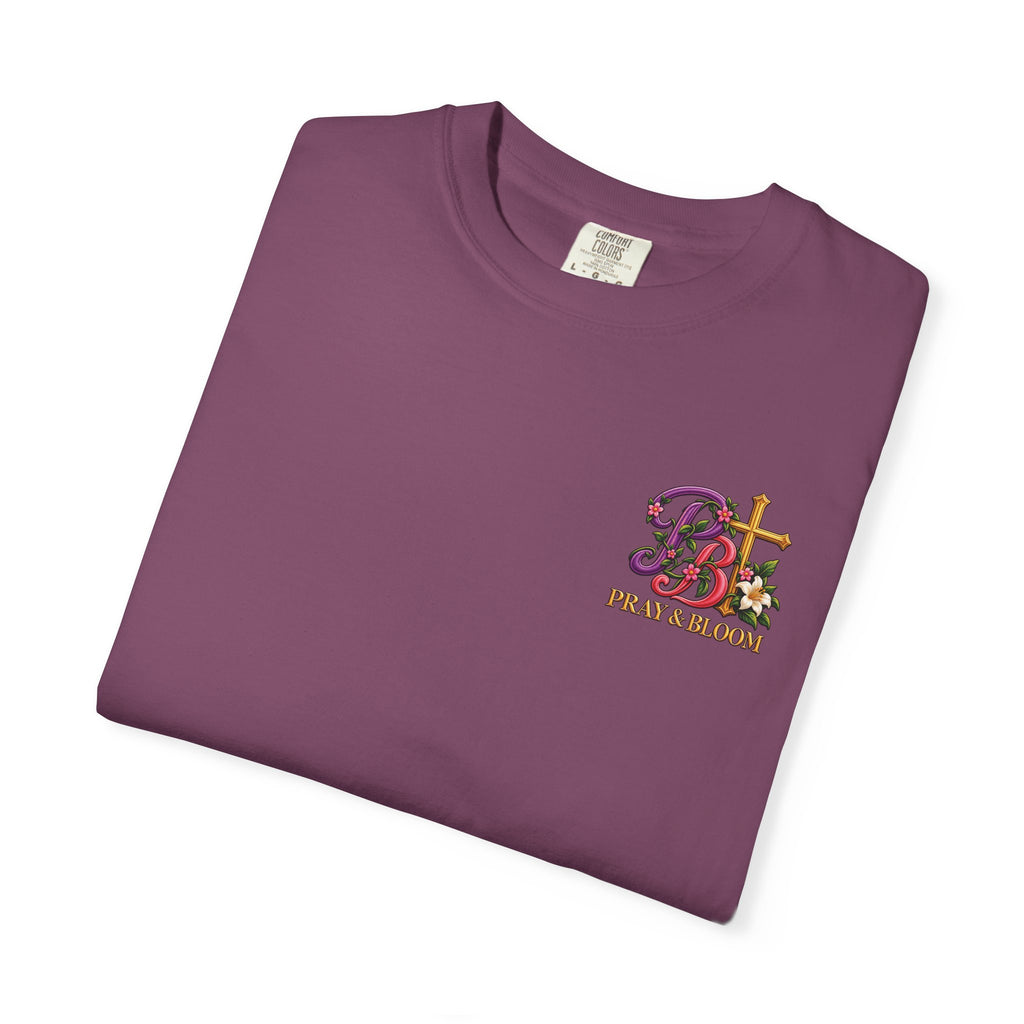 In His Hands Christian T-Shirt | Romans 8:28 Faith Tee | Every Thread Has a Purpose | Pray & Bloom