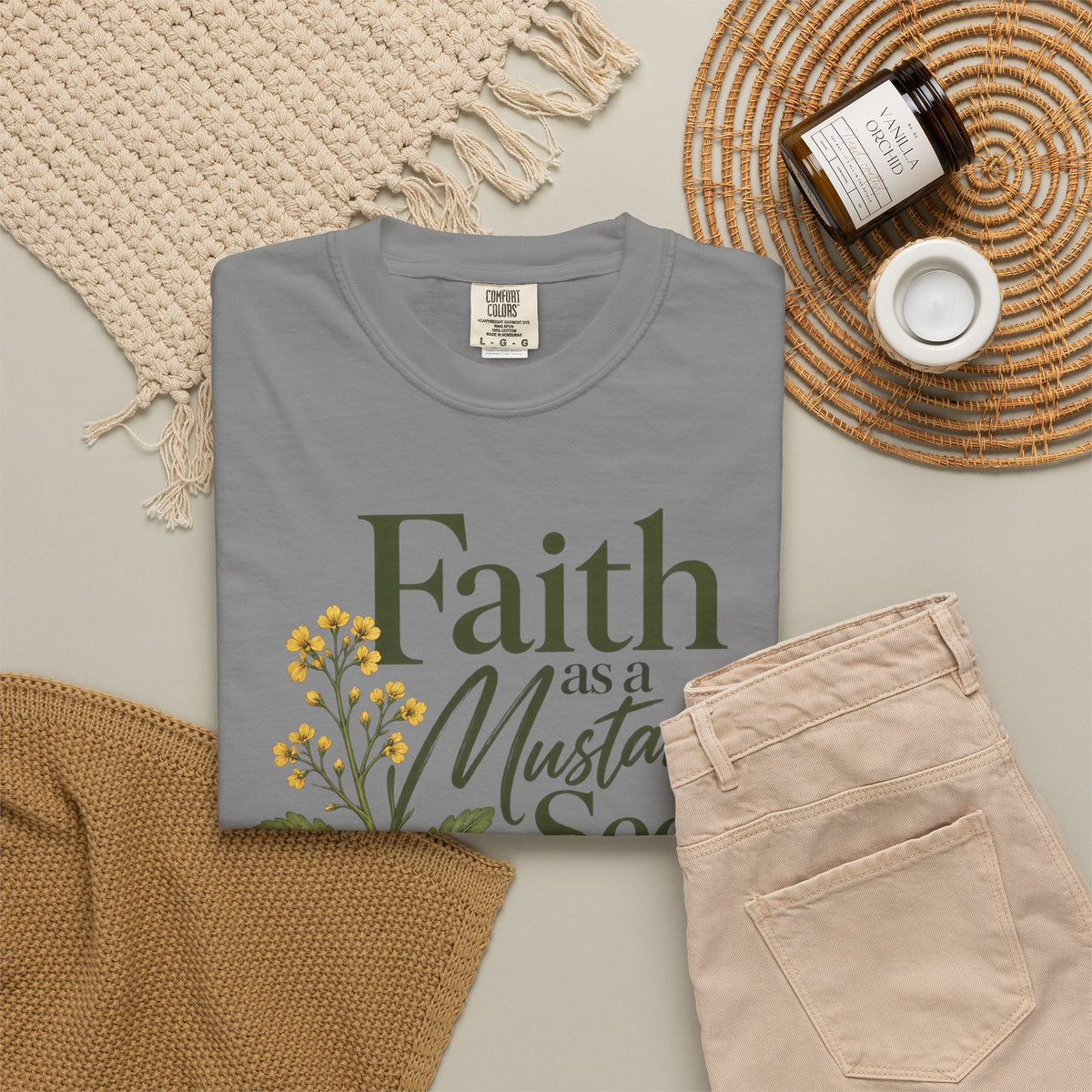 Faith as a Mustard Seed Christian T-Shirt | Matthew 17:20 | Pray & Bloom
