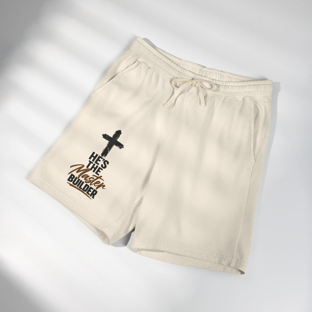 He’s the Master Builder Christian Sweat Shorts | Pray & Bloom