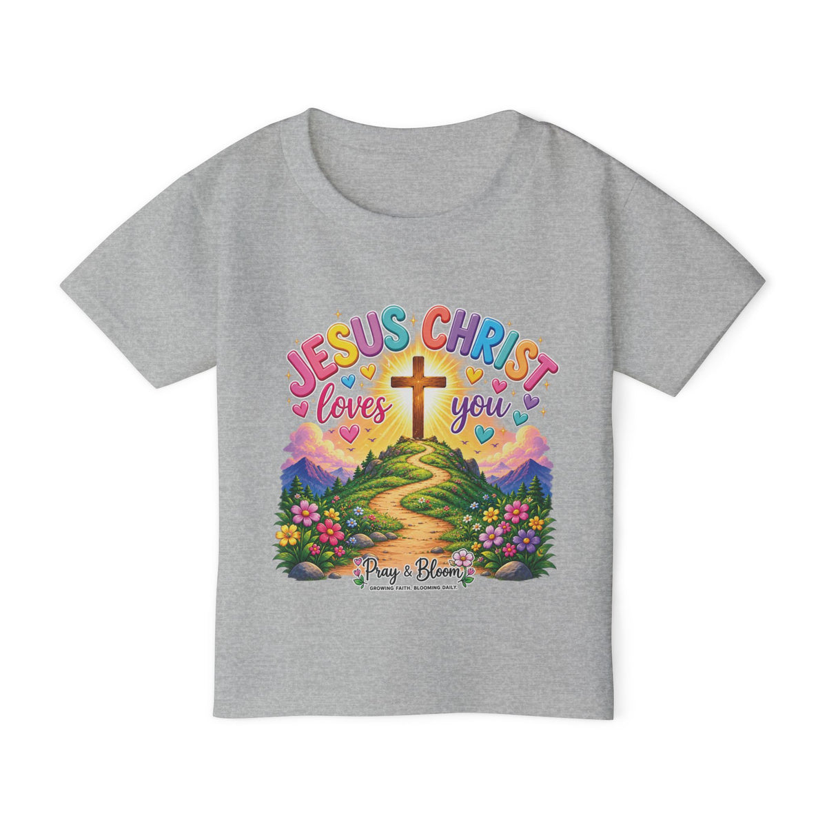 Jesus Christ Loves You Kids T-Shirt | Colorful Christian Toddler Tee | Pray & Bloom