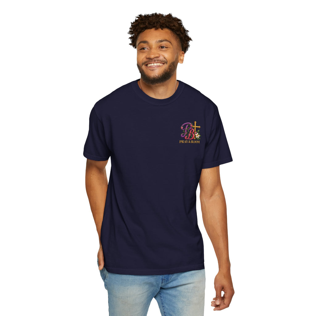 In His Hands Christian T-Shirt | Romans 8:28 Faith Tee | Every Thread Has a Purpose | Pray & Bloom