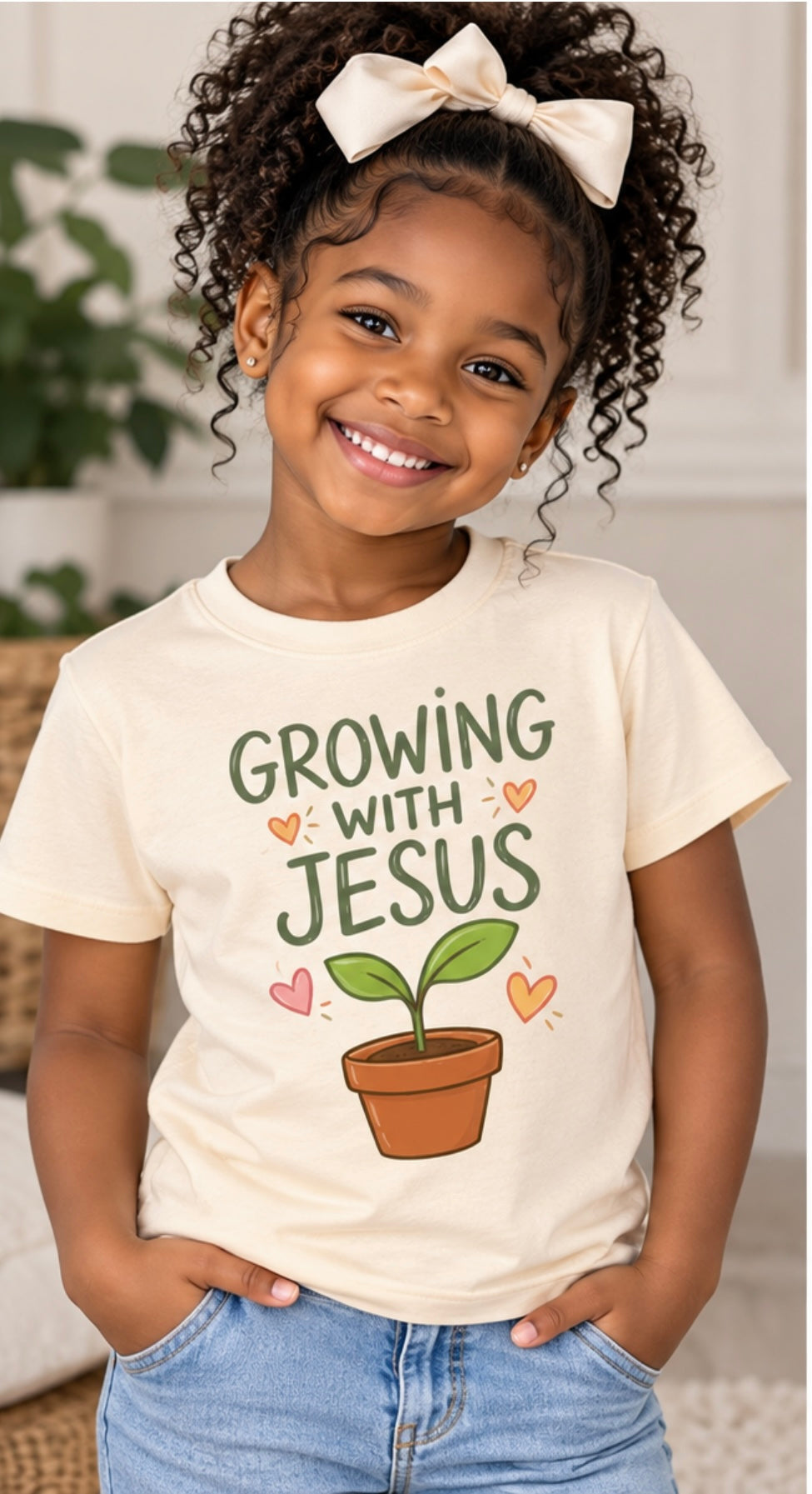 Growing With Jesus Kids T-Shirt | Christian Toddler Tee | Pray & Bloom