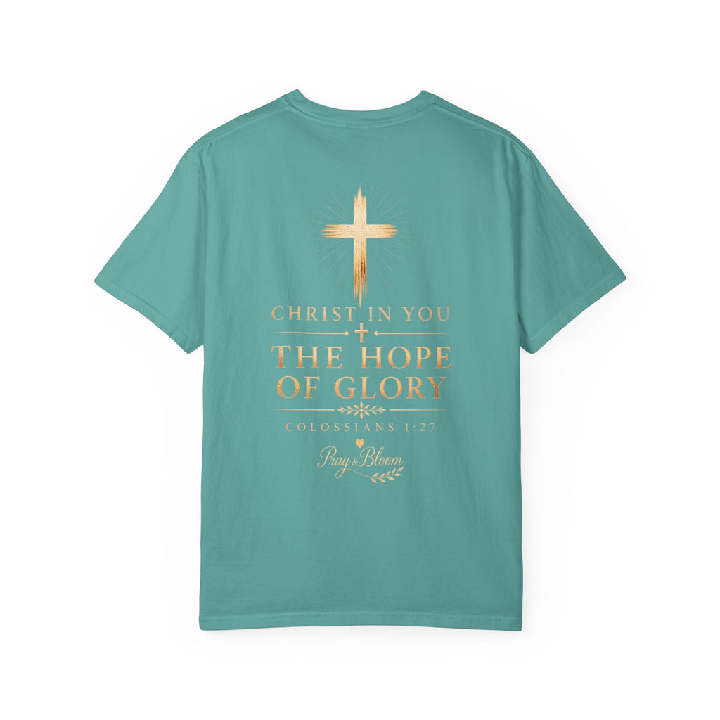 The Mystery - Hidden in Christ Revealed by Faith | Colossians 2:2-3 Christian T- Shirt | Pray & Bloom