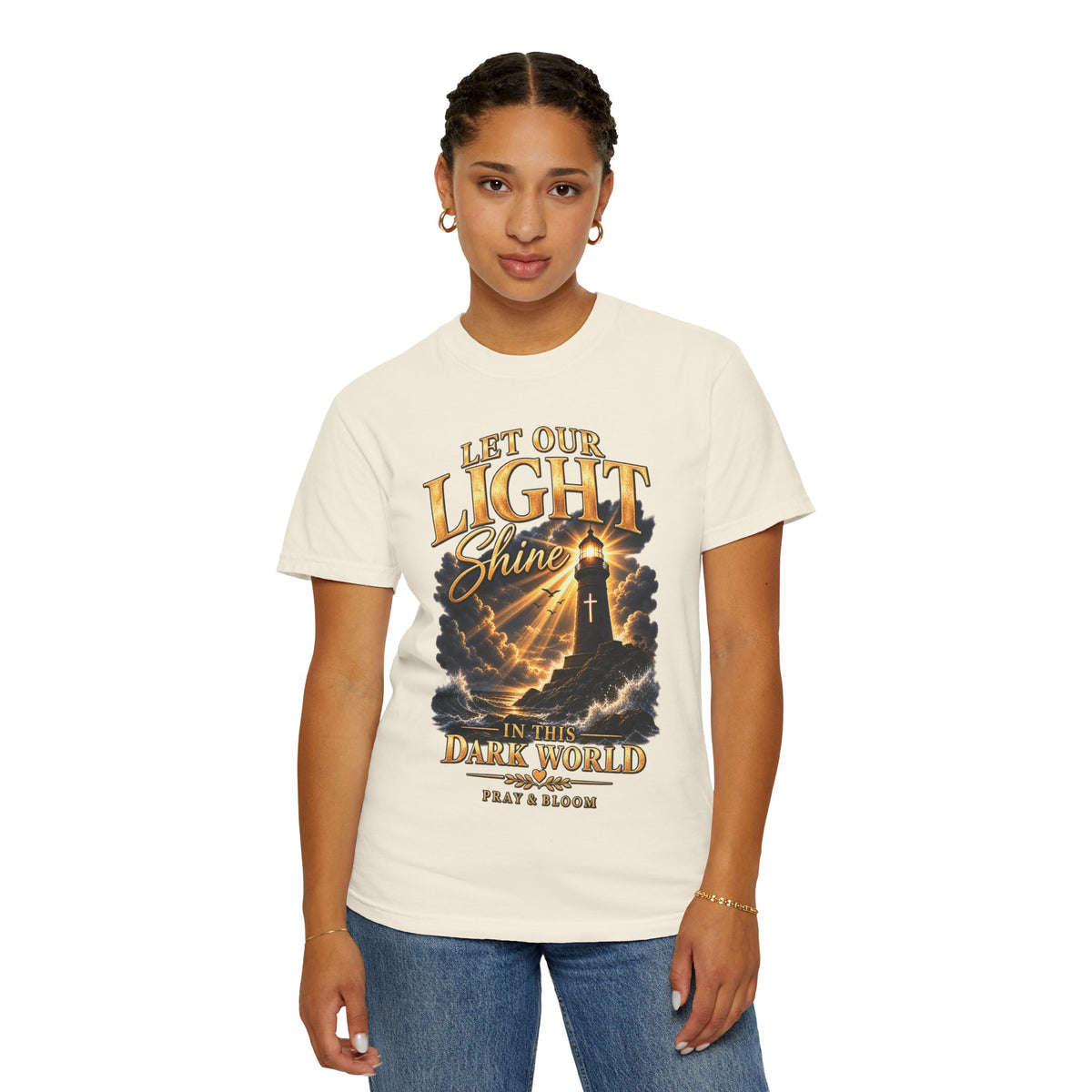Let Your Light Shine Christian T-Shirt | Matthew 5:16 Faith Tee | Pray & Bloom