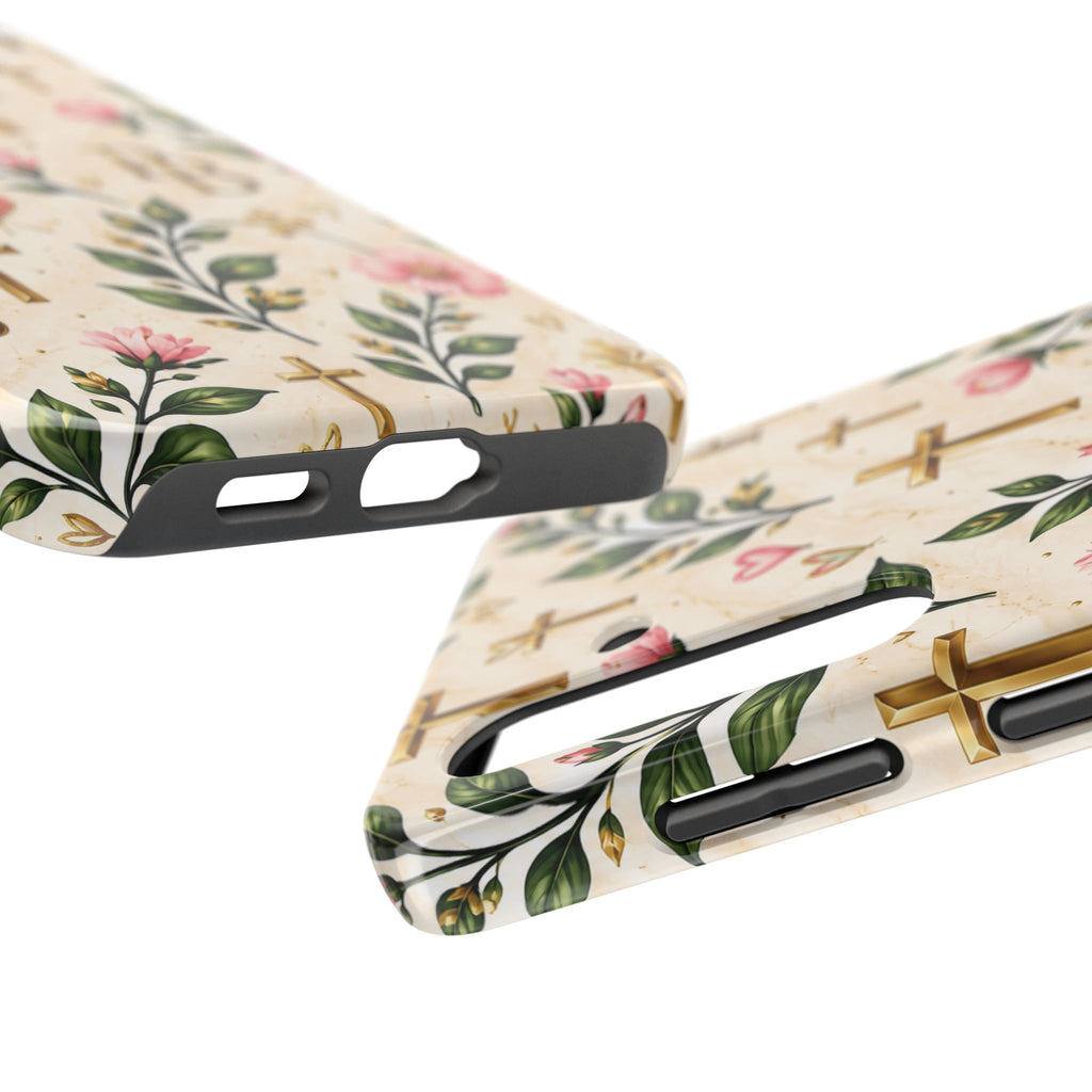 Pray & Bloom Christian Tough Phone Case | Floral Cross Faith Case