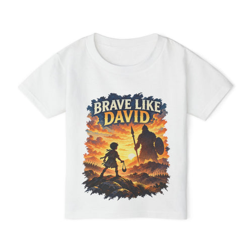 Brave Like David Kids Christian T-Shirt | David & Goliath Faith Tee | Pray & Bloom