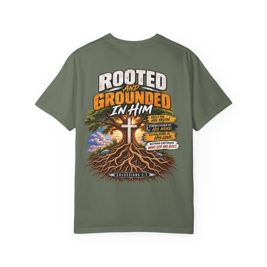Grounded and Rooted in Him Christian T- Shirt | Pray & Bloom