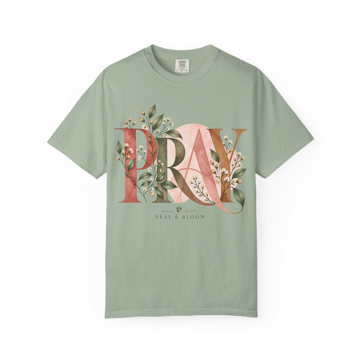 PRAY Botanical Christian T-Shirt | Faith-Inspired Floral Tee | Pray & Bloom