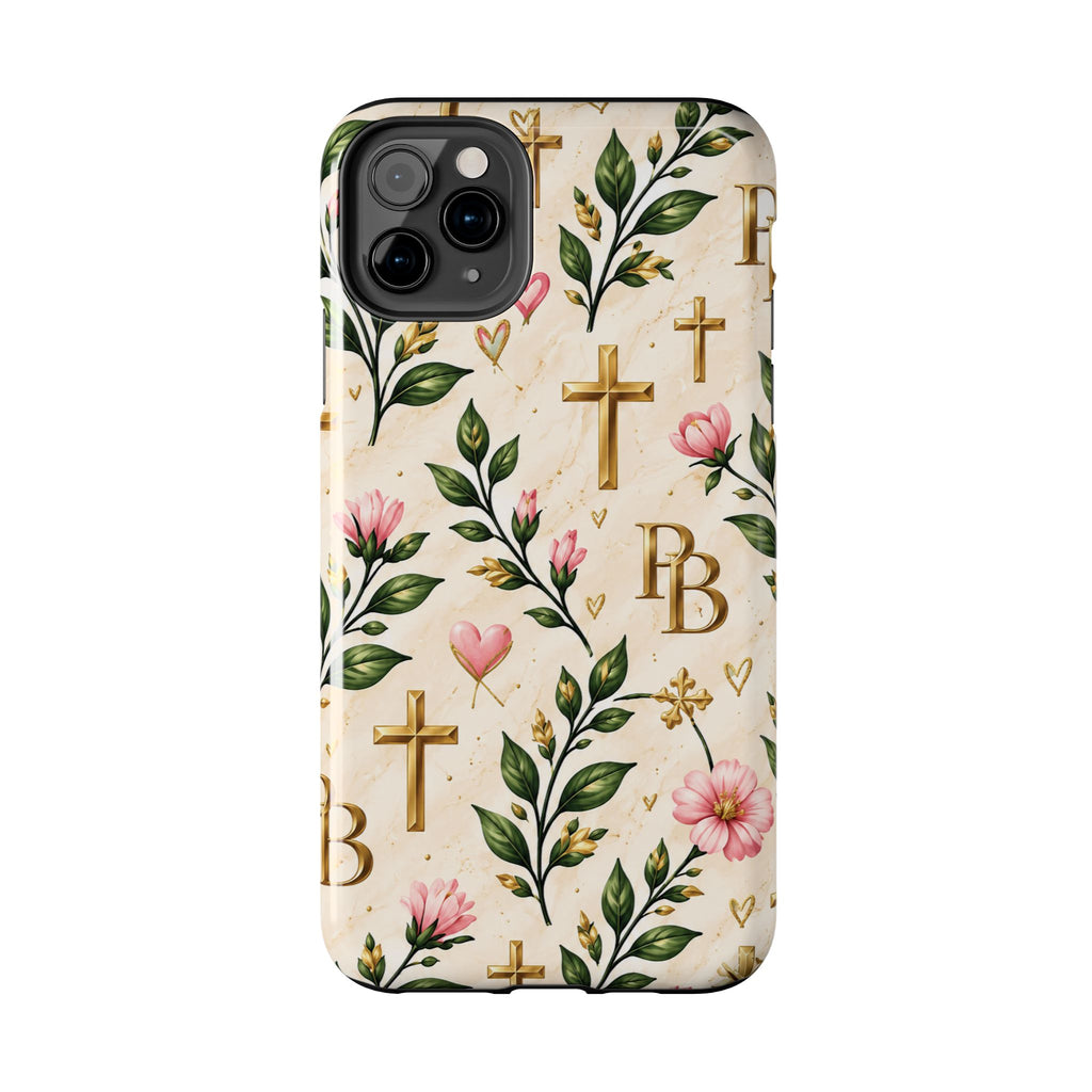 Pray & Bloom Christian Tough Phone Case | Floral Cross Faith Case