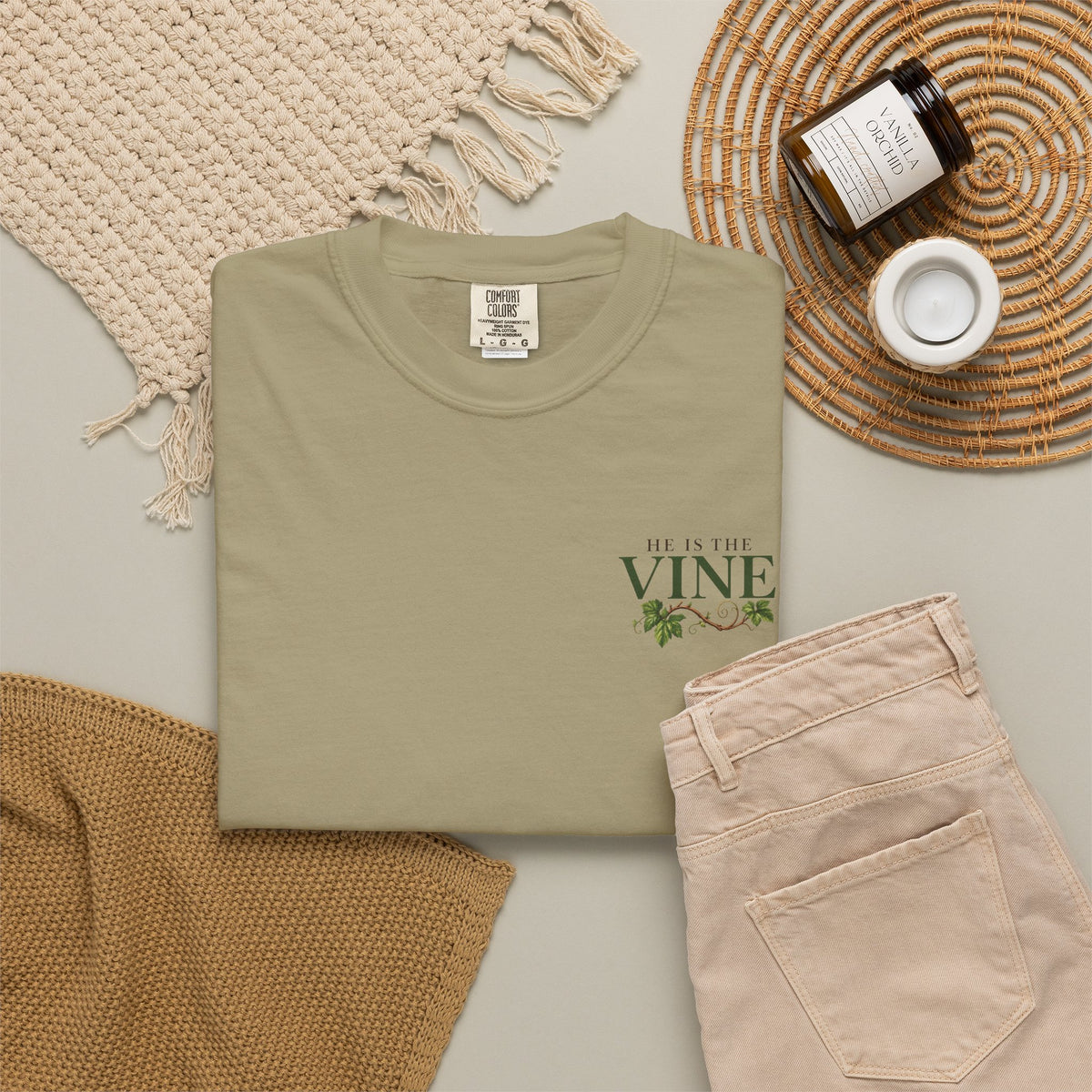 He Is the Vine Christian T-Shirt| John 15:5 Faith Based Tee| Pray & Bloom