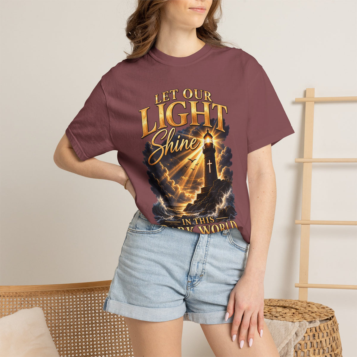 Let Your Light Shine Christian T-Shirt | Matthew 5:16 Faith Tee | Pray & Bloom