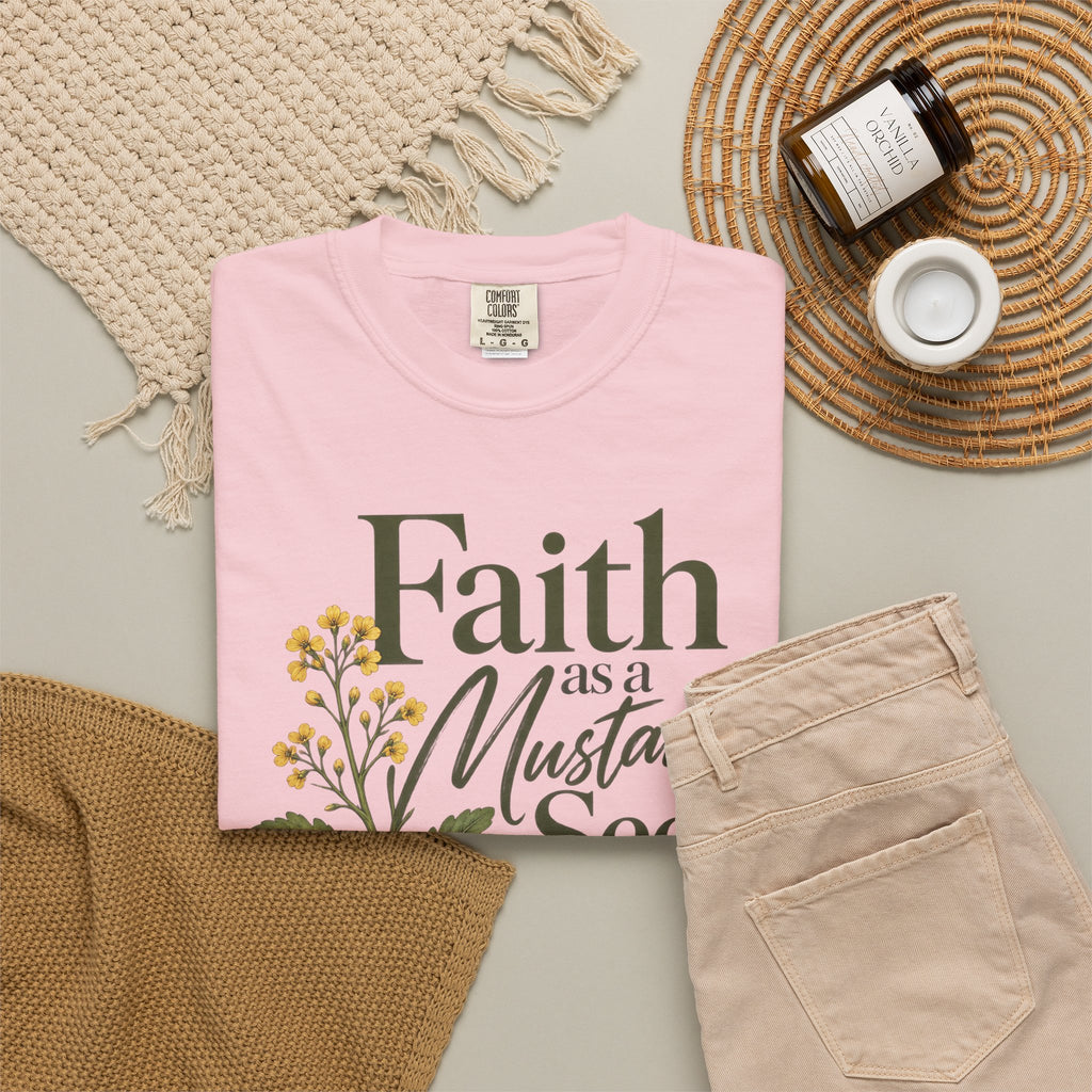 Faith as a Mustard Seed Christian T-Shirt | Matthew 17:20 | Pray & Bloom