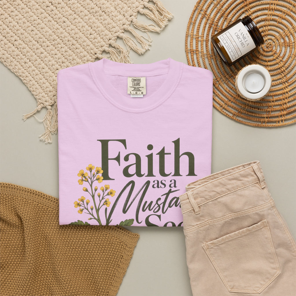 Faith as a Mustard Seed Christian T-Shirt | Matthew 17:20 | Pray & Bloom