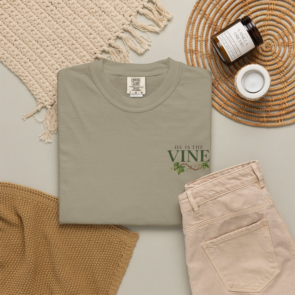 He Is the Vine Christian T-Shirt| John 15:5 Faith Based Tee| Pray & Bloom